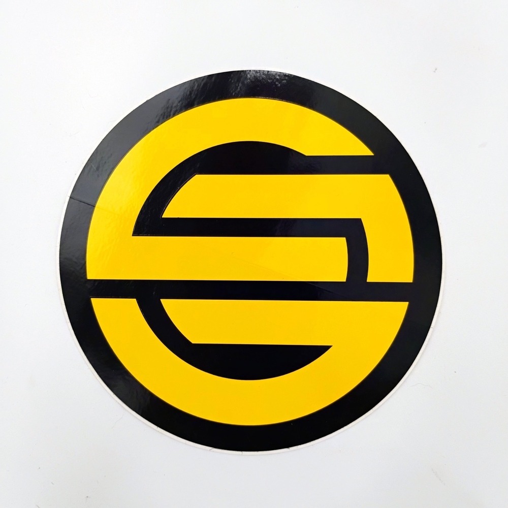 Santa Cruz Logo Sticker 6" Yellow Black Round Skate Surf Vinyl Decal VTG 1990's